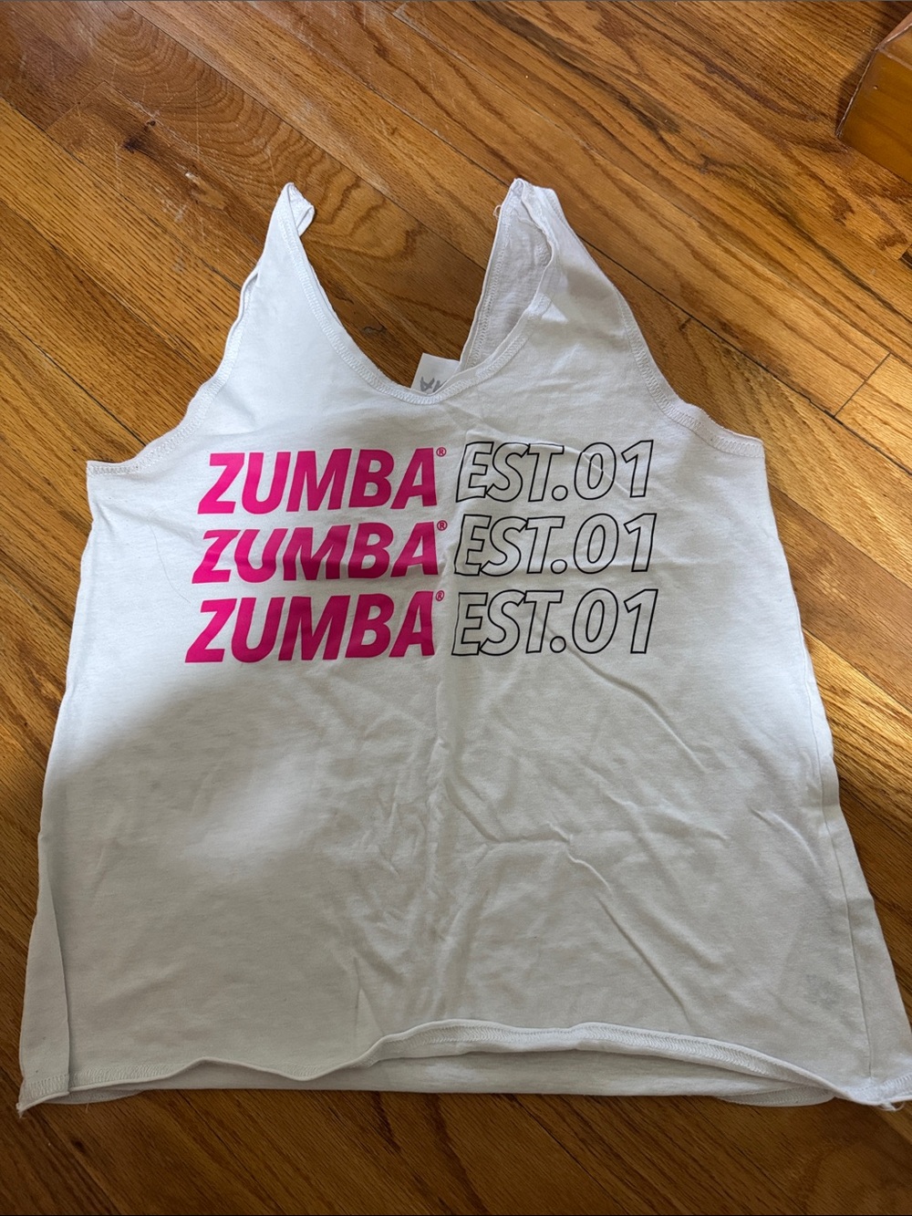 Zumba White Tank with Pink Logo